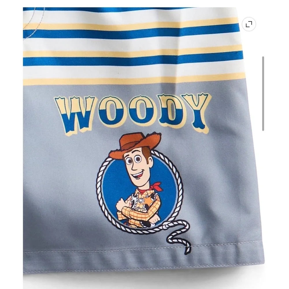 Disney Pixar Toy Story Woody Bullseye Rash Guard Swim Trunks Set Boys 3T NWT